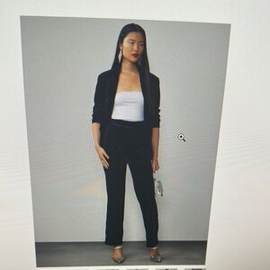 Sleek Velvet Navy Pantsuit with Tailored Fit
